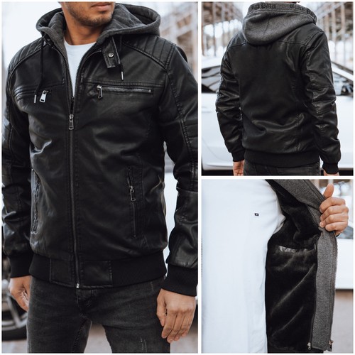 Herren kunstlederjacke schwarz - herren,