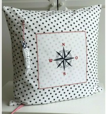 Kissenhülle★40x40★maritim★Windrose★Sterne★Meer★Strand★Dekokissen★zauberfaden1