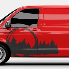 Auto Aufkleber Wald Grunge Bäume Panorama Natur Offroad Sticker Dekor #1478-120