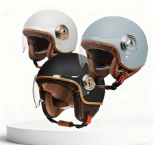 Schwarz Grau Weiß Helme Harley Halbschalenhelm Mit Klar Visier Stil Retro