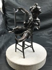 Statue Katze Tochter Art Deco Stil Art Nouveau Jugendstil Stil Massive Bronze Un