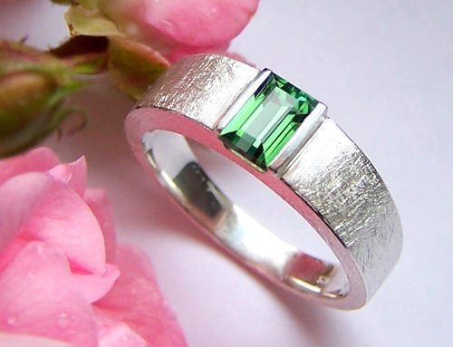 Grüner turmalin ring silber - turmalin,
