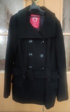 Schöner Wollmantel v. EDC by Esprit,Gr. L, schwarz,Gürtel,große Knöpfe,Top