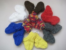 1 Paar Puppensocken mini, ganz klein, Puppenschuhe, Fuß 4,5cm gestrickt