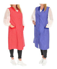 Damenkittel Kittel Schürze Hauskleid ohne Arm Baumwolle rot o. blau weiße Punkte