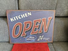Schild 40 x 30 cm Blech *Kitchen OPEN  Mums Restaurant * Dekoschild Retro