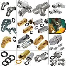 SAT TV Kabel Adapter F Stecker Verbinder Stecker Buchse Winkel gewinkelt T-Stück