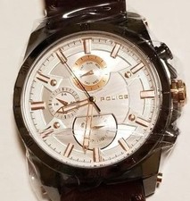 POLIZEI Italienischer Ledergürtel Braun Silber Schnalle Echt Neu...