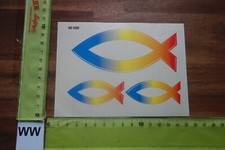 Alter Aufkleber Motorrad Auto Beschriftung FISCH regenbogenfarben