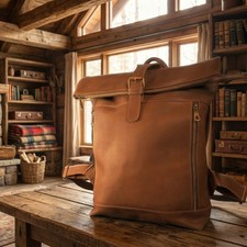 Travel leather rucksack