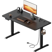 120/140/160cm Höhenverstellbarer Schreibtisch mit USB-Ladeanschluss & Steckdose