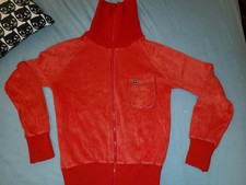 Real Vintage, NICKIJACKE, SAMT, PULLOVER, SUPER Zust. Rot, BAUMWOLLE, GR 134/140