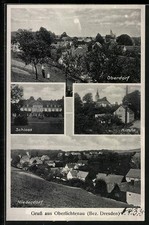 Oberlichtenau /Bez. Dresden, Oberdorf, Schloss, Kirche, Ansichtskarte 1935 