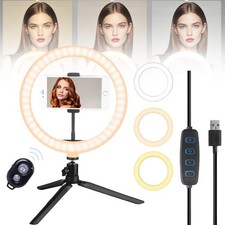 Selfie Ringlicht,LED Ringlicht mit Stativ Handy,Dimmbare Tischringlicht für Live