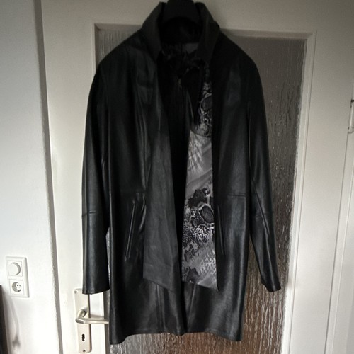 Damen mantel schwarz leder - damen, m