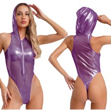 DE Damen Bodystockings Dessous Transparent Overall Glossy Bodysuits Unterwäsche