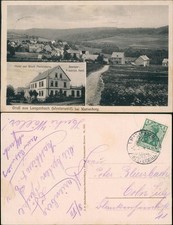 Langenbach Marienberg (Westerwald) 2 Bild Stadtpartie und Hotel 1914