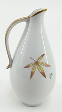 Henkelvase VEB ILMENAU Graf von Ilmenau Porzellan 1777 Blätter Goldrand 19 cm