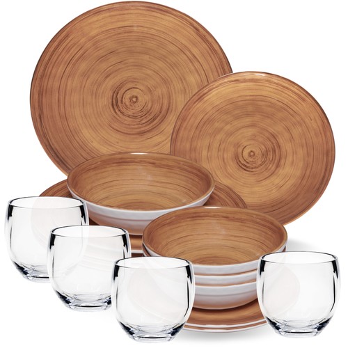 Melamin geschirr set braun - geschirr,