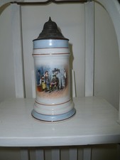 alter Bierkrug Zinndeckelkrug Sammlerkrug 1/2L Krug Haushaltsauflösung Motivkrug