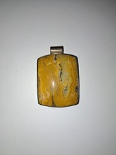 großer Edelstein-Anhänger gefasst in 925 echt Silber Rechteckform Kettenanhänger