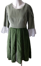 Theaterfundus: Theaterkostüm Kleid Samt S 36 grün 2-farbiger Faltenwurf Spitze