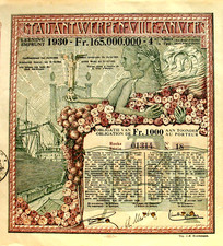 Antwerpen historische Stadtanleihe 1930 Belgien Belgique Anvers Obligation