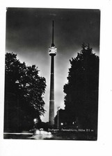 N1071 AK Stuttgart Fernsehturm bei Nacht ungelaufen ca. 1960/70