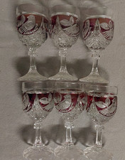 Hofbauer - 6 Weingläser Gläser Bleikristall , Vogeldekor rubinrot , Red Bird