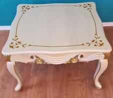COUCHTISCH WOHNZIMMERTISCH TISCH 85 x 85 MAHAGONI-HOLZ WEISS-GOLD ANTIK-STIL