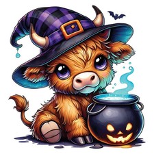 3x Halloween Highland cow car