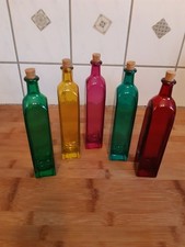 5 Stück farbige Glasfläschchen mit  Korkverschluss