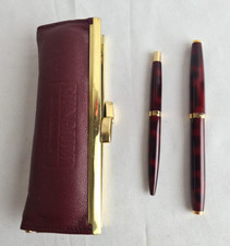 Vintage Senator Füllfederhalter und Kugelschreiber im Lederetui Renault Werbung