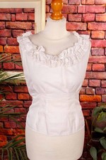 Vintage antik Bluse Top weiß Rüschen Spitzen Boho Hippie S