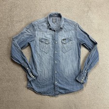 WRANGLER Vintage Hemd Jeanshemd Shirt Gr M Jeans Western Denim Cowboy 8012 Blau