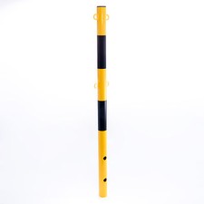 Absperrpfosten gelb - schwarz Ø60mm 4 Ösen zum Einbetonieren Poller NEU
