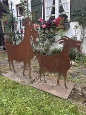 2 Stk. Edelrost Ziegen Gartendeko, Gartenfigur