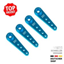 ✅ 4 x Alu Servohorn Servohebel 37 mm blau CNC 25T für Futaba,Align,Savöx,KST