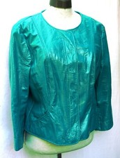 Lederjacke blau N2 Marc Cain 36 türkis Lammnappa Lackleder Leder Blazer Jacke 