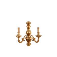 Wandleuchte Barock Holz Blatt Gold Mit Zwei Lichtern Made In Italy