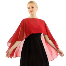 DE Damen Chiffon Braut Hochzeit Capes Elegant Bolero Poncho Cardigan Tops Party