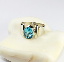 Ring Silber 925 mit echtem Topas /1 A - swissblue / Handarbeit / Bestseller !