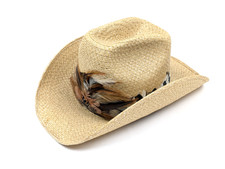 BEAVER HATS Strohhut Herren Gr. 7 (56) Mit Federschmuck Panamahut Cowboy Western