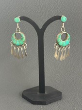 Vintage Ohrringe - ZUNI - Indianerschmuck - Silber - Meistermarke L.M. (97)