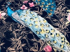 Pfau Vogel Blumen Rosa