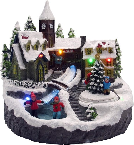 Led winterdorf mit - winterdorf, bachlauf