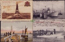 166204 4 AK Nordseebad Cuxhaven Alte Liebe bei Sturmflut Dampfer Hamburg am