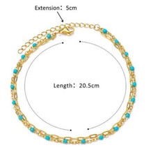 Armkette Edelstahl Perlen Blau Armband Damen Schmuck Schlicht Elegant Fein