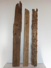 Treibholz 3 XXL Bretter dünn Altholz Holz Brett L 103 - 117 cm Basteln DIY Deko