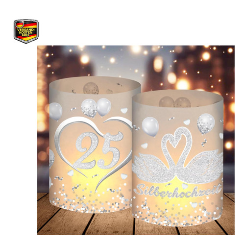 Silberhochzeit windlichter - silberhochzeit, 12